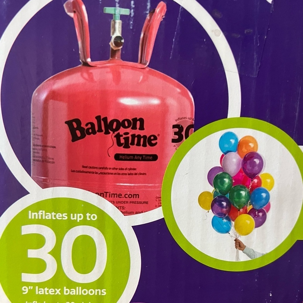 30 Colorful Balloon Time Helium Tank - Picture 2 of 9